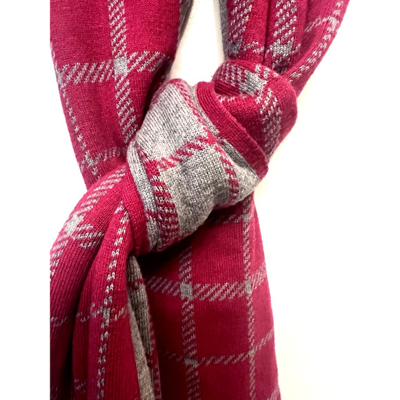 COACH of New York Signature Pink & Gray Plaid Reversible Wool & Cotton Scarf - Picture 1 of 9